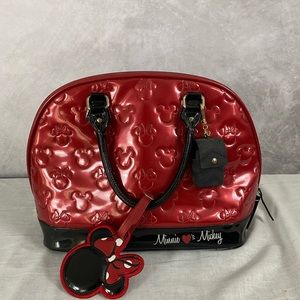RARE Disney Parks Minnie Loves Mickey Embossed Satchel Purse New Minnie Mouse